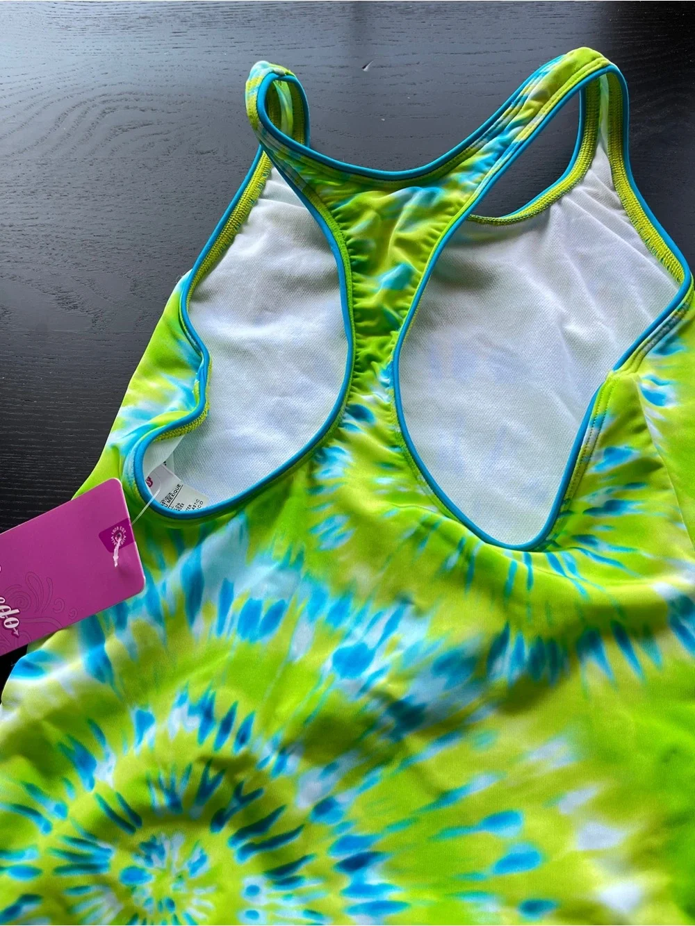 Brand New (Original $40) Speedo Girls Green Tie Dye One Piece Swimsuit Size 16